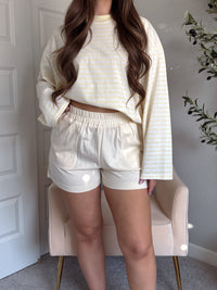 Honeybelle Contrast Stitch Lounge Shorts (Butter Cream)
