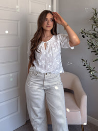 Isadora 3D Embroidered Floral Blouse (White)