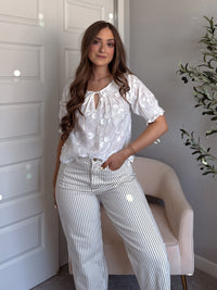 Isadora 3D Embroidered Floral Blouse (White)