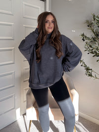 Jamie Vintage Wash Oversized Mock Neck Pullover (Charcoal)
