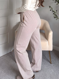 Lilah Striped Knit Lounge Pants (Coffee/White)