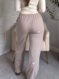 Lilah Striped Knit Lounge Pants (Coffee/White)
