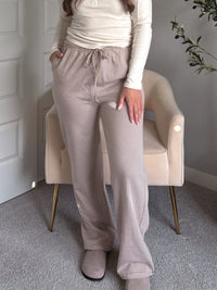 Lilah Striped Knit Lounge Pants (Coffee/White)