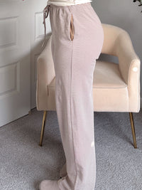 Lilah Striped Knit Lounge Pants (Coffee/White)