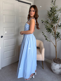 Lily Striped Cotton DropWaist Midi Dress (Light Blue) Lily Striped Cotton DropWaist Midi Dress (Light Blue)