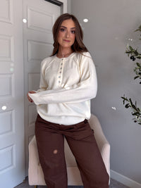 Lucie Oversized Henley Sweater (Cream)