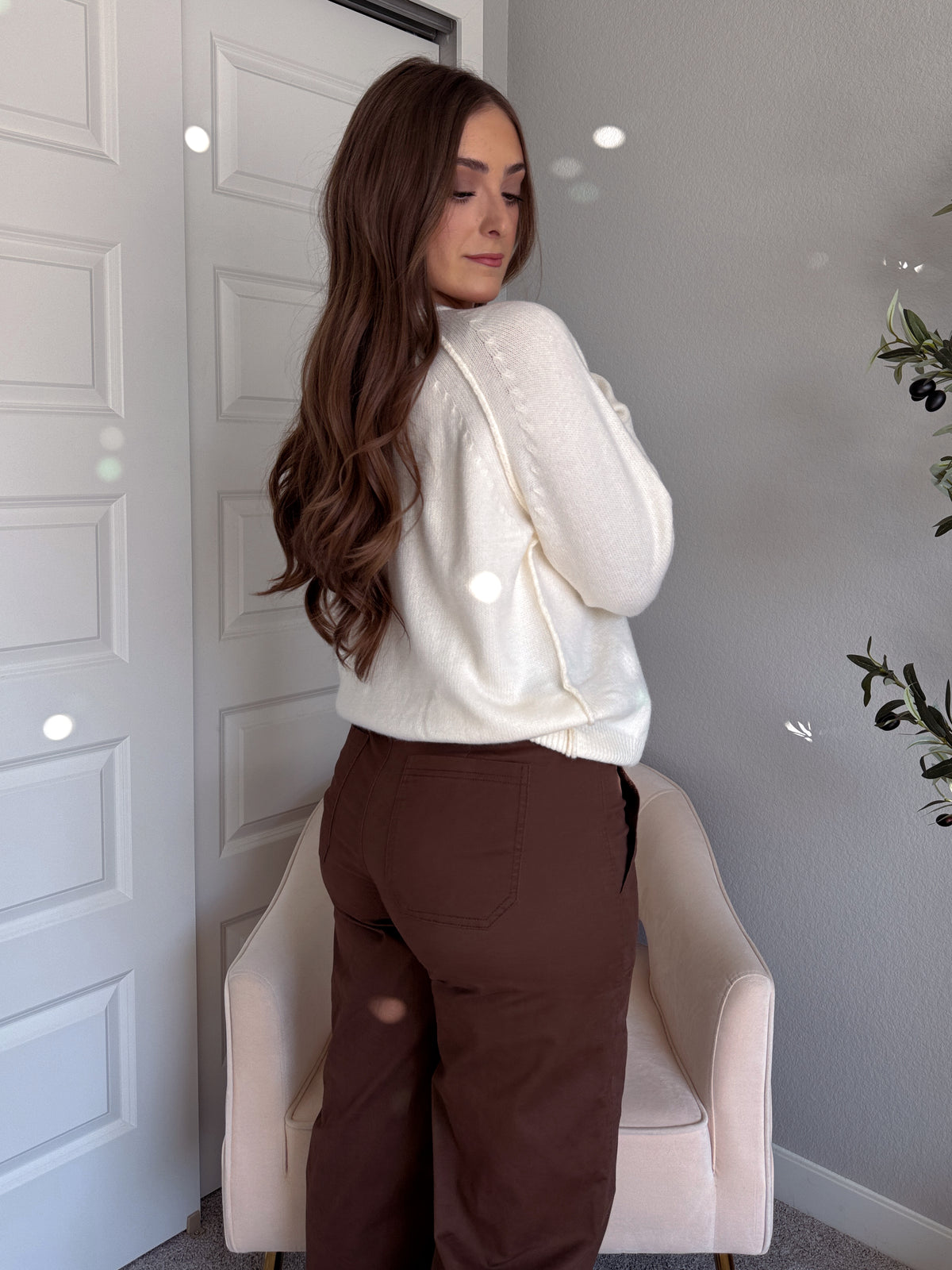 Lucie Oversized Henley Sweater (Cream)