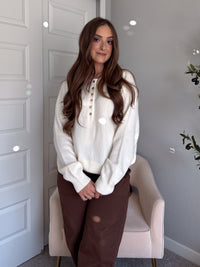 Lucie Oversized Henley Sweater (Cream)