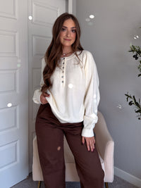 Lucie Oversized Henley Sweater (Cream)