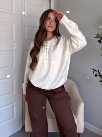Lucie Oversized Henley Sweater (Cream)