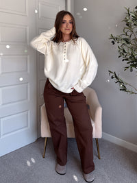 Lucie Oversized Henley Sweater (Cream)
