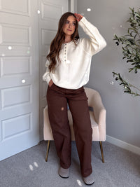 Lucie Oversized Henley Sweater (Cream)