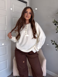 Lucie Oversized Henley Sweater (Cream)