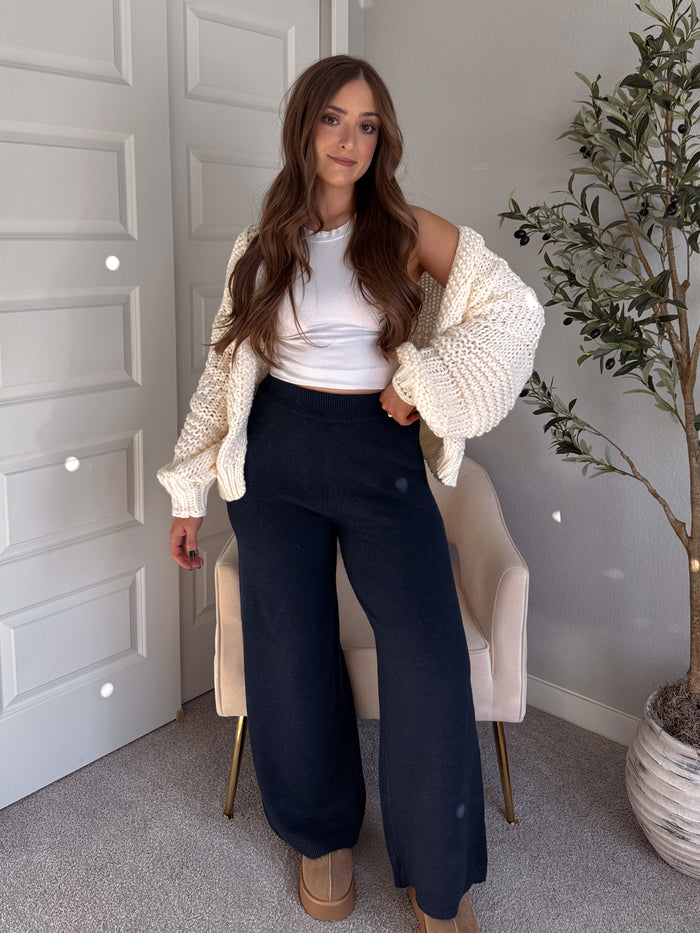 Lucy Chunky Knit Oversized Open-Front Cardigan (Cream)