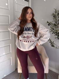 Mammoth Embroidered Oversized Crewneck Sweatshirt (Bone)