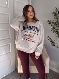 Mammoth Embroidered Oversized Crewneck Sweatshirt (Bone)