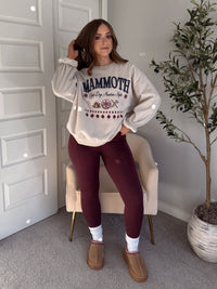 Mammoth Embroidered Oversized Crewneck Sweatshirt (Bone)