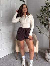 Maplewood Mineral Wash Cotton Lounge Shorts (Espresso)