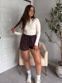 Maplewood Mineral Wash Cotton Lounge Shorts (Espresso)