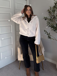 Marabelle Toggle Hooded Sherpa Jacket (Cream)