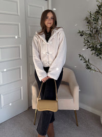 Marabelle Toggle Hooded Sherpa Jacket (Cream)