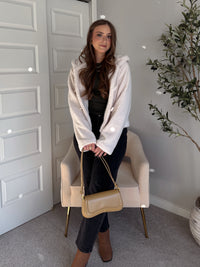 Marabelle Toggle Hooded Sherpa Jacket (Cream)