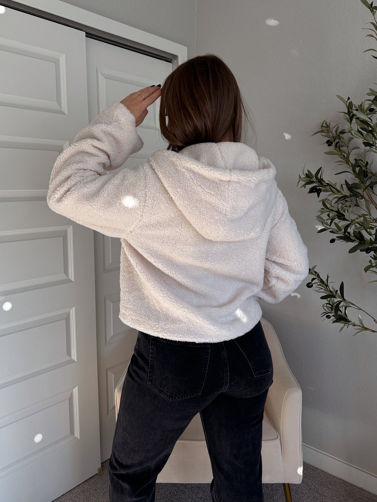 Marabelle Toggle Hooded Sherpa Jacket (Cream)