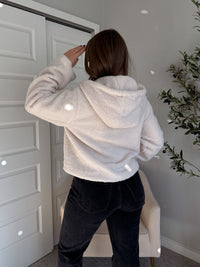 Marabelle Toggle Hooded Sherpa Jacket (Cream)