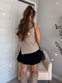 Maya Asymmetrical Turtleneck Sweater Vest Top (Mocha)