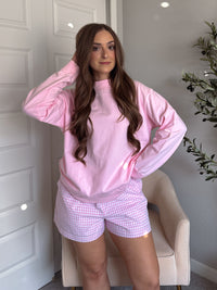 Mila Oversized Mock Neck Terry Sweatshirt (Baby Pink)