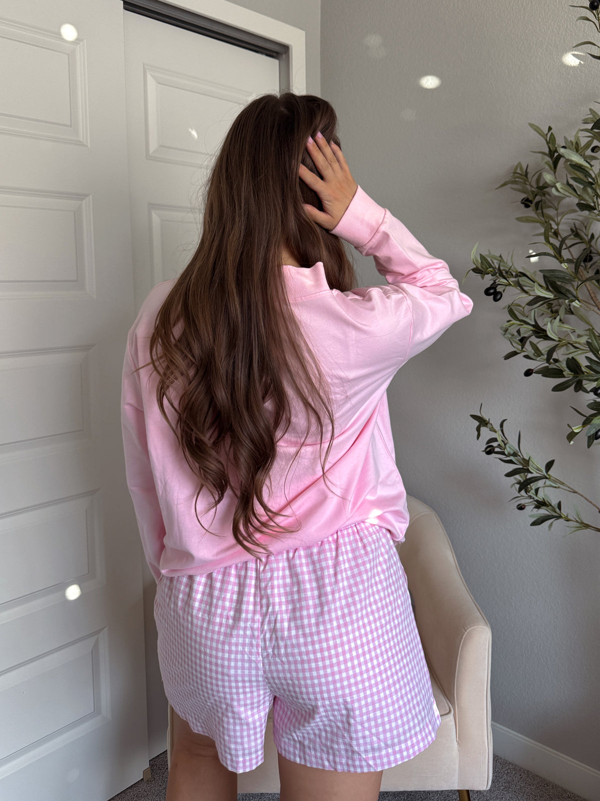 Rosie Gingham Print Boxer Shorts (Pink)