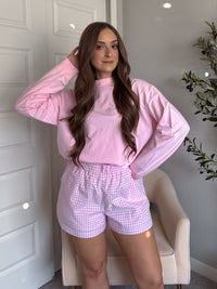 Mila Oversized Mock Neck Terry Sweatshirt (Baby Pink)