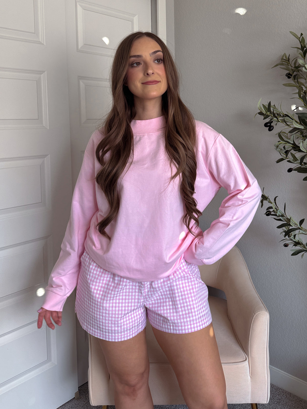 Mila Oversized Mock Neck Terry Sweatshirt (Baby Pink)