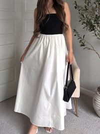 Mila Two-Tone Cotton Strapless Maxi Dress (Black/Cream)