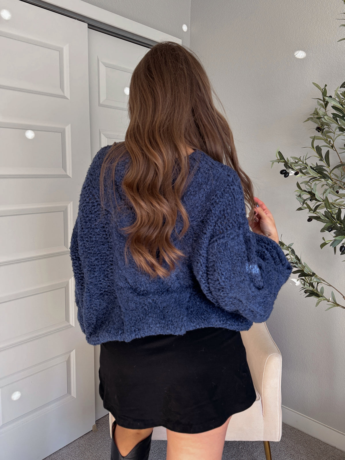 Noelle Oversized Chunky Cable Knit Sweater (Indigo)