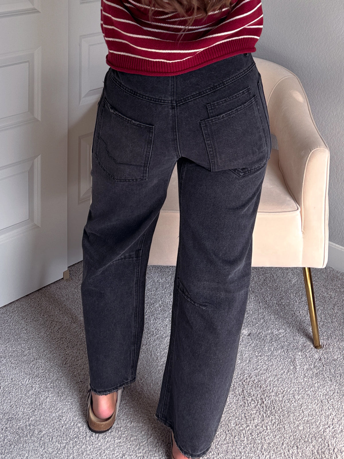 Nolita High Rise Barrel Leg Jeans (Washed Black)