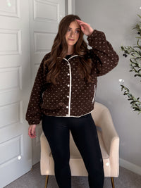 Oakridge Oversized Speckled Sherpa Jacket (Brown/Taupe)