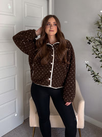 Oakridge Oversized Speckled Sherpa Jacket (Brown/Taupe)