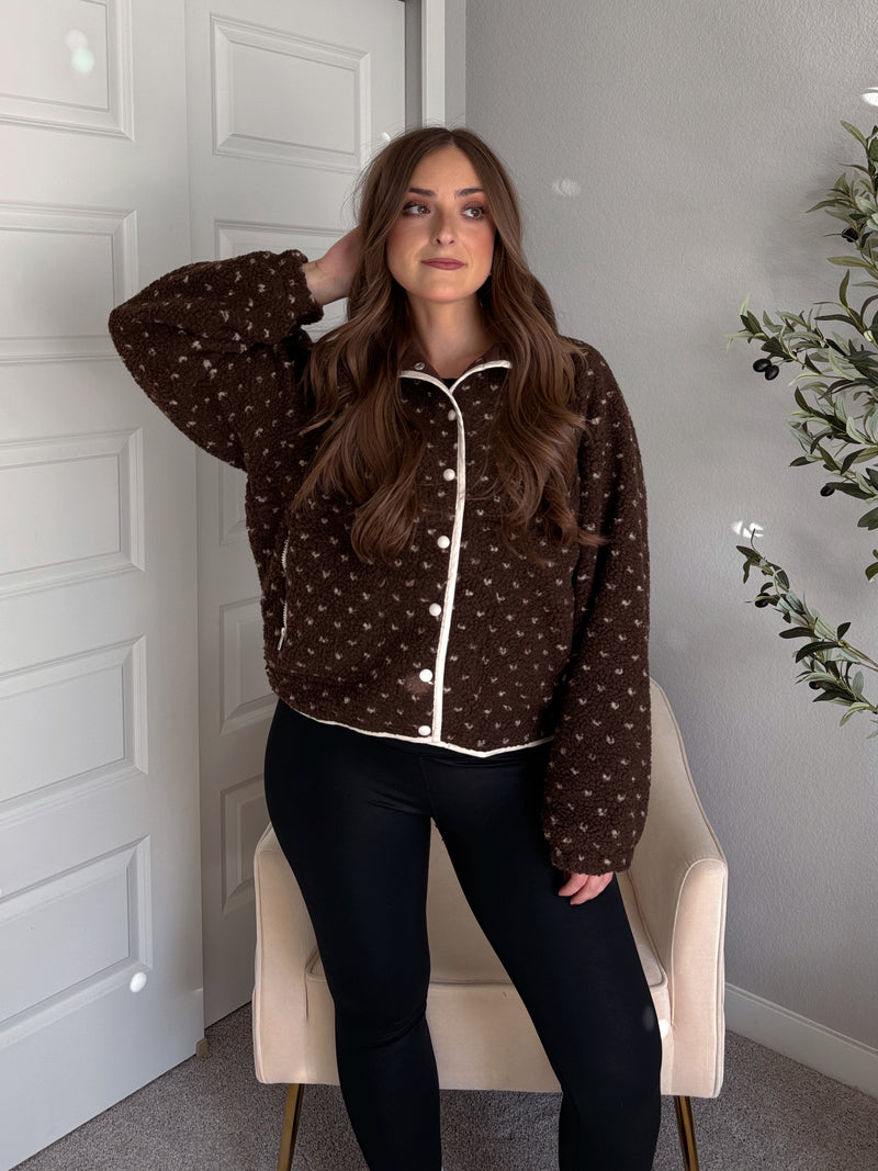 Oakridge Oversized Speckled Sherpa Jacket (Brown/Taupe)