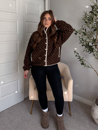 Oakridge Oversized Speckled Sherpa Jacket (Brown/Taupe)