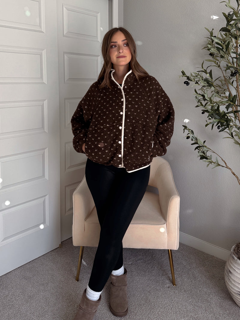 Oakridge Oversized Speckled Sherpa Jacket (Brown/Taupe)