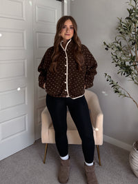 Oakridge Oversized Speckled Sherpa Jacket (Brown/Taupe)