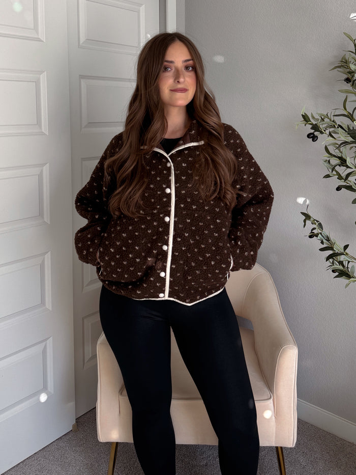 Oakridge Oversized Speckled Sherpa Jacket (Brown/Taupe)