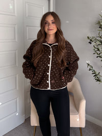 Oakridge Oversized Speckled Sherpa Jacket (Brown/Taupe)