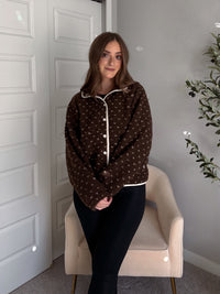 Oakridge Oversized Speckled Sherpa Jacket (Brown/Taupe)