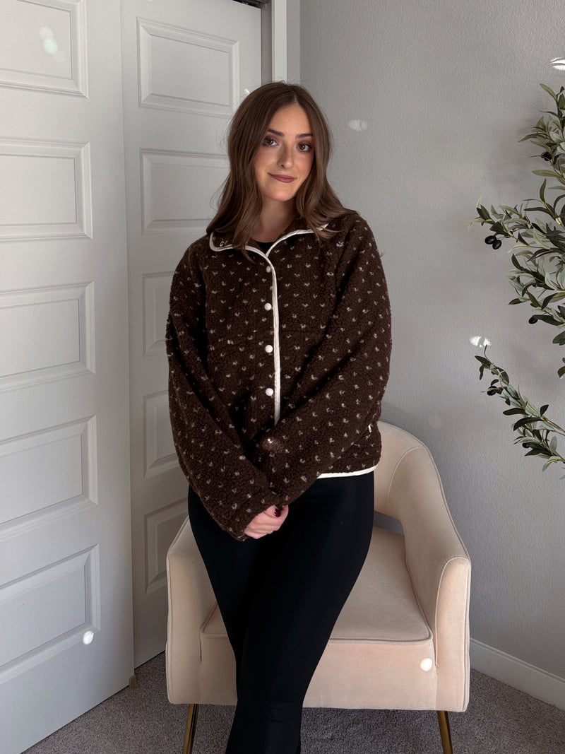 Oakridge Oversized Speckled Sherpa Jacket (Brown/Taupe)