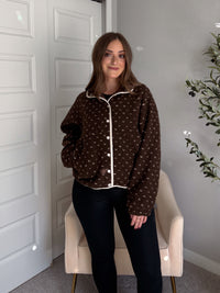 Oakridge Oversized Speckled Sherpa Jacket (Brown/Taupe)