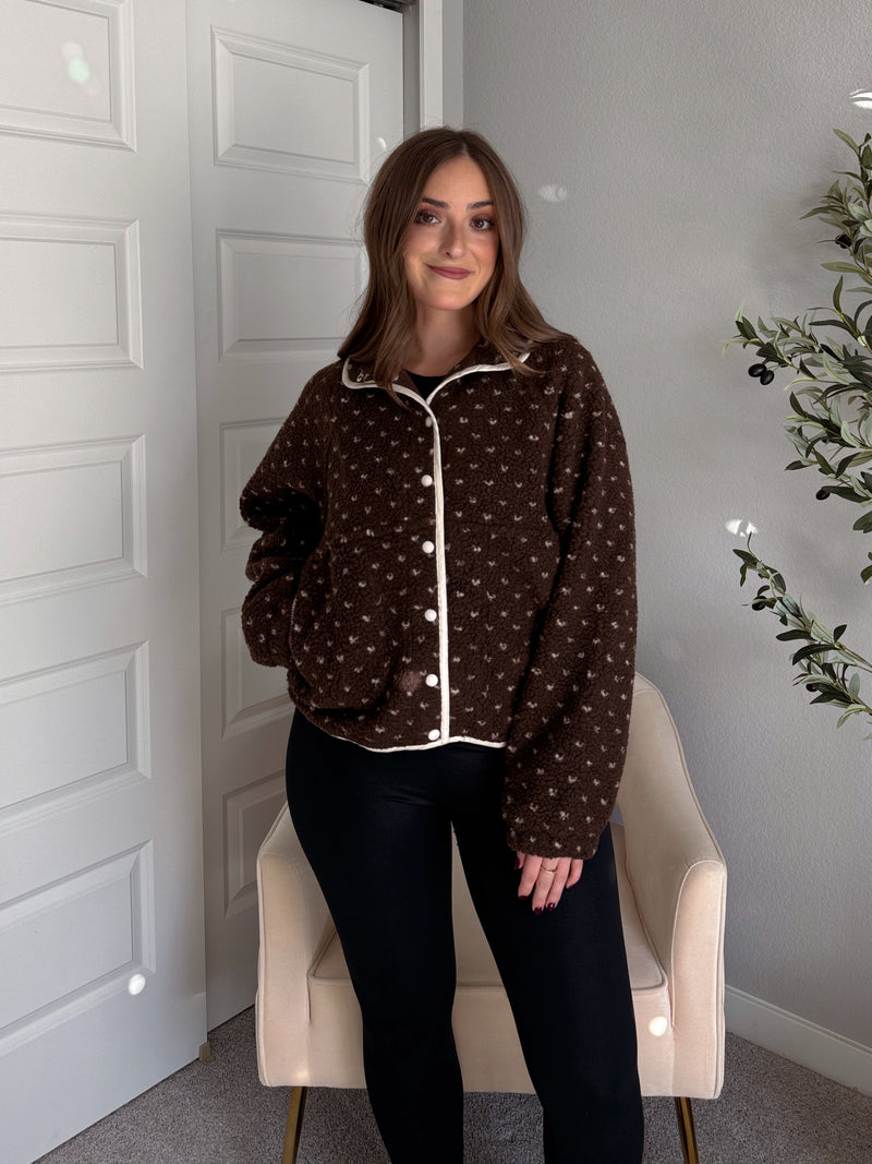 Oakridge Oversized Speckled Sherpa Jacket (Brown/Taupe)
