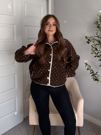 Oakridge Oversized Speckled Sherpa Jacket (Brown/Taupe)