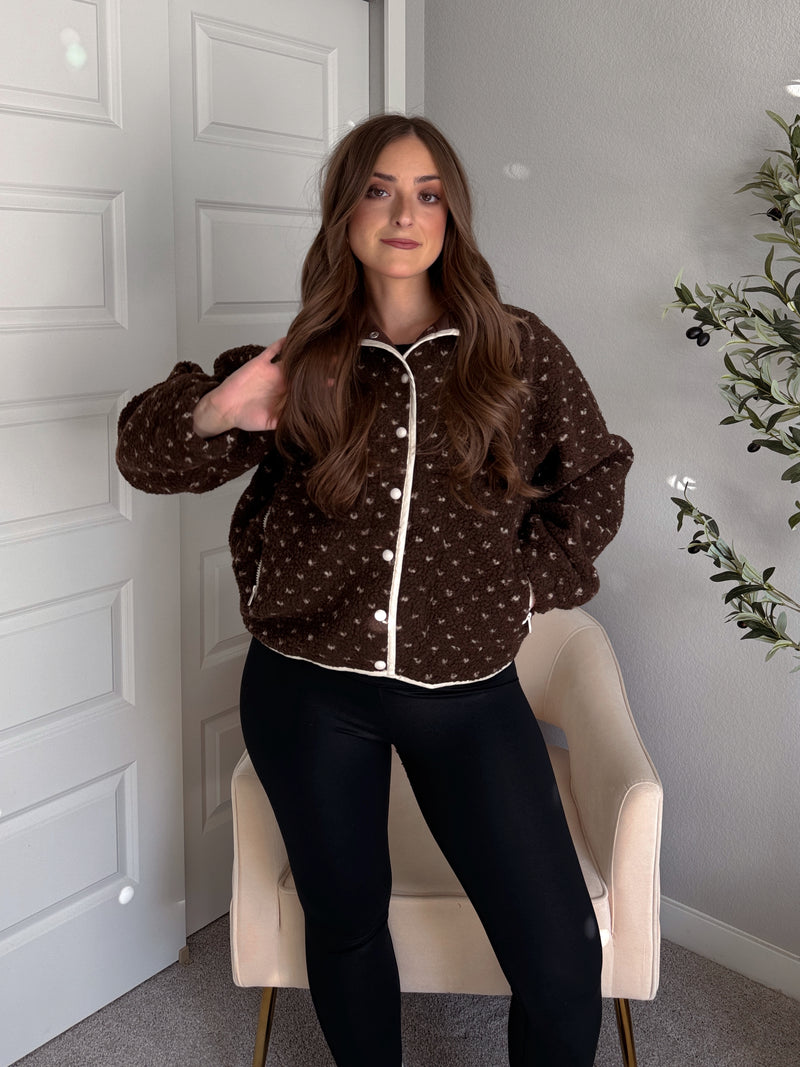 Oakridge Oversized Speckled Sherpa Jacket (Brown/Taupe)